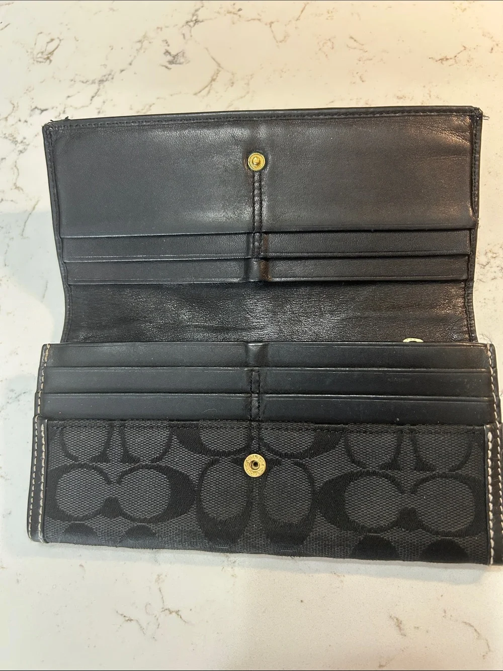 Coach Black Signature Continental Wallet